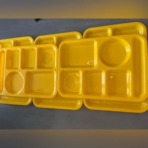 Set of 5 SiLite Bright Yellow Divided Vintage Cafeteria Trays